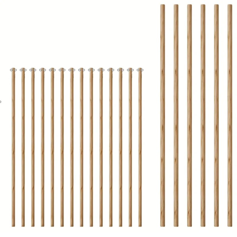 Houten palenset Eucalyptus voor stretchtent 15x20m - gegalvaniseerde oogmoeren