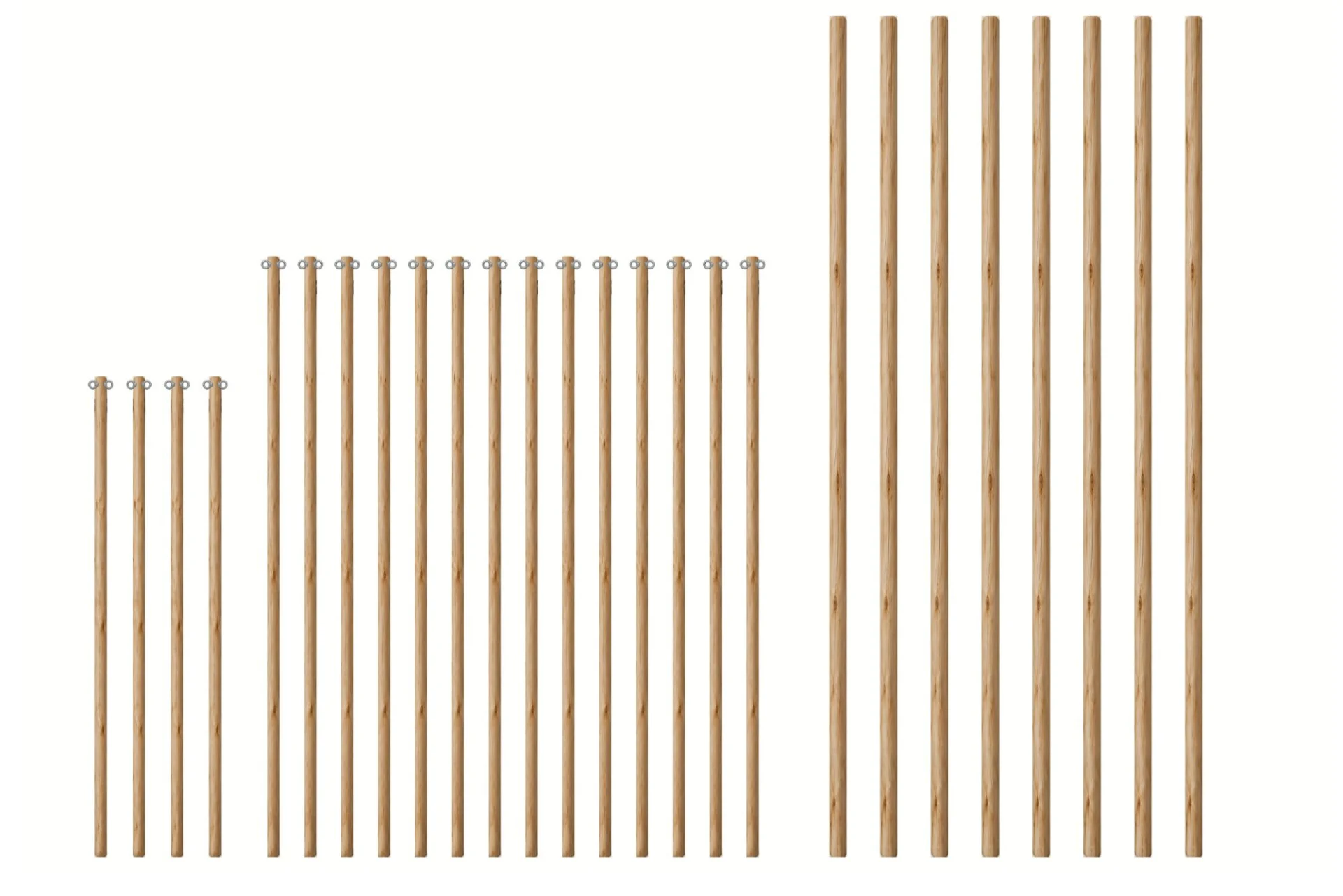 Eucalyptus Wooden Pole Set for 15x20m Stretch Tent - Galvanized Eye Nuts