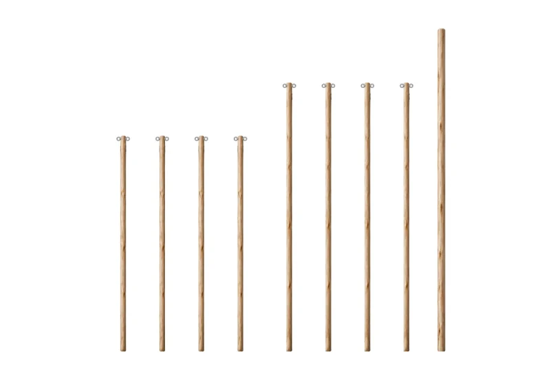 Eucalyptus Wooden Pole Set for 6.5x5m Stretch Tent - Galvanized Eye Nuts